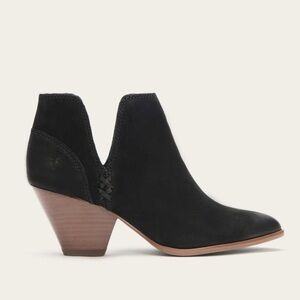 Frye Reina Cut Out Ankle Bootie Black Suede Leather Womens Size 8